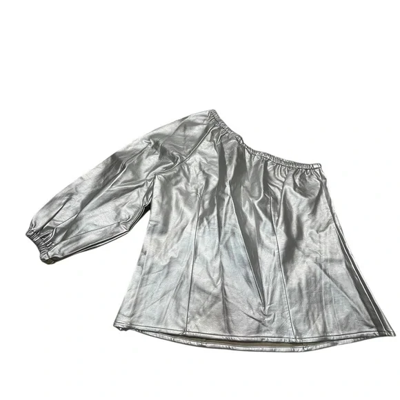 INC INTERNATIONAL CONCEPTS TOP WOMENS SIZE SMALL SILVER METALLIC ONE SHOULDER - Picture 8 of 16